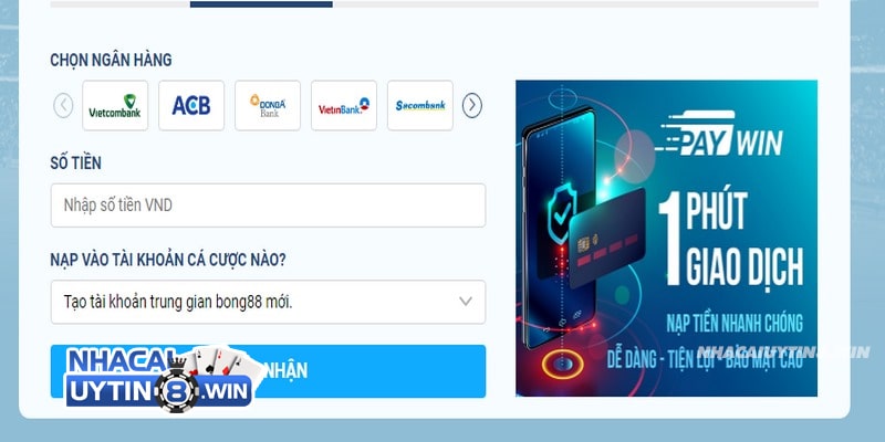 Quy trình nạp tiền, rút tiền tại sân chơi cá cược 8live